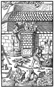 Blast furnace for smelting iron ore, 1556 by Unbekannt