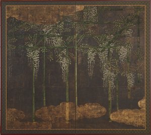 Blossoming Wisteria on a Bamboo Trellis, Momoyama Period, 16th-17th Century by Unbekannt