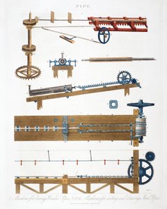 Boring Wooden Pipes, and Casting and Drawing Iron Pipes