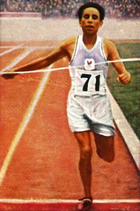 Boughera El Ouafi winning the marathon for France