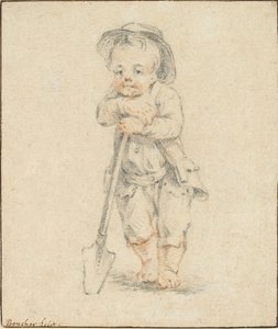 Boy Leaning on a Spade