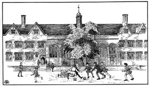 Boys in Tudor Times Playing Football at Berkhamsted Grammar School, Hertfordshire by Unbekannt