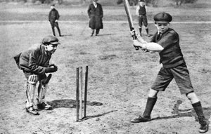 Boys Playing Cricket in Parliament Hill Fields, London, 1926-1927 by Unbekannt