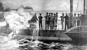 British submarine E-13 in the Baltic to assist the Russians, World War I, 1915 by Unbekannt