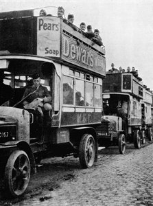 British Troops Being Moved to a Fresh Part of the Line by Motor Buses