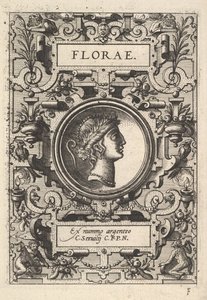 Bust of Florae Surrounded by Strapwork (from the series Deorum dearumque) by Unbekannt
