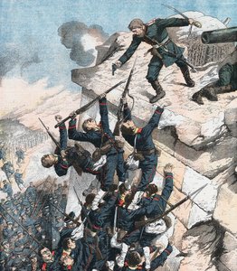 Captain Lebedief heroically defending the bastion at Port Arthur, Russo-Japanese War by Unbekannt
