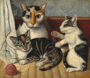 Cat and Kittens by Unbekannt