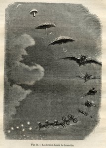 Celestial metamorphosis: The dream of a young girl who contemplates the moon, who turns into a mushroom, umbrella, bat... and finally into a tank of the Great Bear (last drawing by Jean-Isidore Gerard, dit J.J. Grandville) by Unbekannt