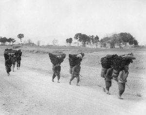 Charcoal bearers on the road to Peking, China, late 19th or early 20th century