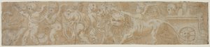 Chariot Drawn by Lions with Amorini (recto) Partial Architectural Study (verso), first half 1500s by Unbekannt