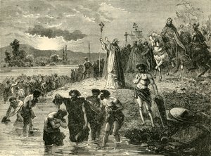 Charlemagne Causing the Saxons to be Baptised in the Weser, 782AD by Unbekannt