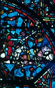 Charlemagne Battles the Saracens, Stained Glass, Chartres Cathedral, France, c1225 by Unbekannt