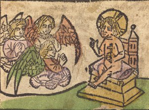 Christ Child with Three Angels by Unbekannt