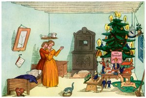 Christmas scene from King Nutcracker by Heinrich Hoffmann, 1853 by Unbekannt