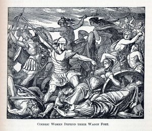 Cimbric Women Defend Their Wagon Fort by Unbekannt