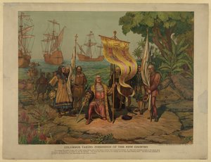 Columbus taking possession of the new country by Unbekannt