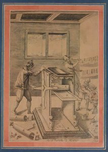 Copper Plate Printers at Work, Folio from the Davis Album, Iran, dated 1784-85
