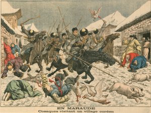 Cossacks Terrorising a Korean Village, Russo-Japanese War, 1904 by Unbekannt
