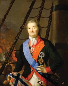 Count Alexey Grigoryevich Orlov in the Battle of Chesma, 19th Century by Unbekannt