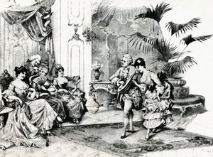 Court dance in Rococo costume. circa 1900 by Unbekannt