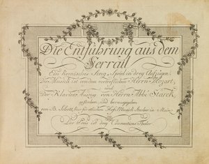 Cover of the First edition of the opera The Abduction from the Seraglio by Mozart, aft.1786 by Unbekannt