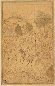 Crowd scene with mounted figure, 16th century by Unbekannt