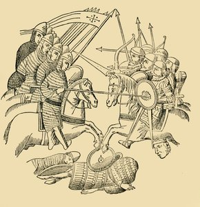 Crusaders and Saracens in Battle by Unbekannt
