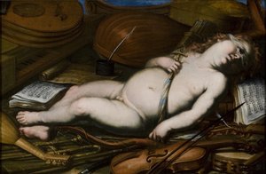 Cupid Among Musical Instruments, Mid 17th Century by Unbekannt