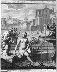 David sees the naked Bathsheba from the roof of his palace by Unbekannt