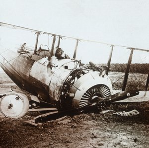 Dead pilot in downed Salmson plane, c1914-c1918 by Unbekannt