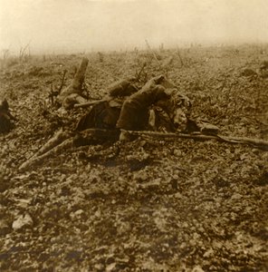 Dead soldier on Hill 304, after the Battle of Verdun, northern France