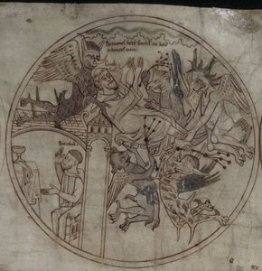Demons attack Guthlac Manuscript The life of Saint Guthlac, Early 12th century by Unbekannt
