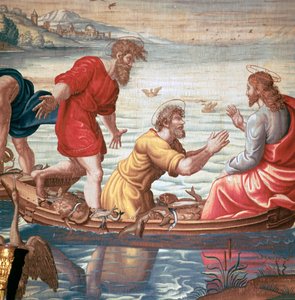 Detail from Mortlake Tapestries, showing the miraculous draft of fishes by Unbekannt