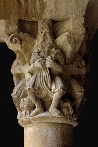 Detail of a capital in the cloister Sant Pere de Galligants by Unbekannt