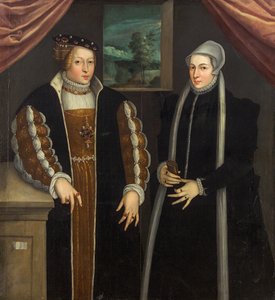 Double-portrait Marie of Brandenburg-Kulmbach and Christina of Denmark, c. 1580 by Unbekannt