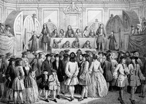 Drawing a lottery in the Guildhall, 1739