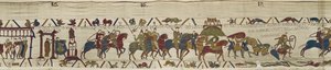 Duke William leads his army to Brittany where Harold bravely rescues soldiers from the quicksand, Bayeux Tapestry by Unbekannt