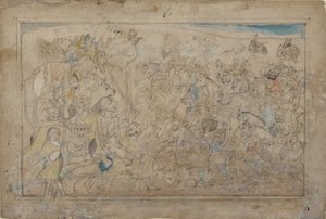 Durga, Kali, and Five Matrikas Battle the Daitya Army of the Demon Shumbha by Unbekannt