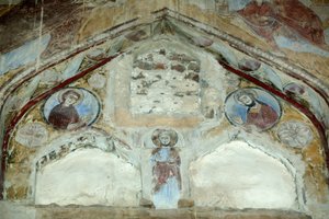 Saint Macarius Church. Frescoes of the Holy Virgin and Saint John the Baptist interceding with Christ for humanity. Saint Macarius Monastery of Scetis or Deir Abu Magar or Deir Amba Makar, Egypt by Unbekannt