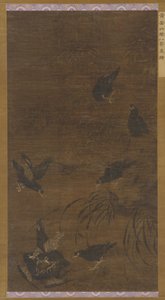 Eight Mynah Birds with Bamboo and Orchids, Ming Dynasty
