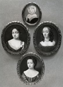 Elizabeth Cromwell, mother of Oliver Cromwell, and his daughters, Mary, Elizabeth and Bridget by Unbekannt