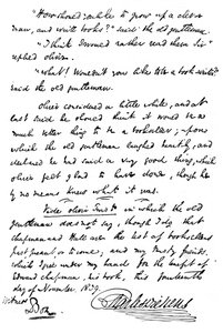 Facsimile of the inscription in a copy of The Pickwick Papers, 1839 1912 by Unbekannt