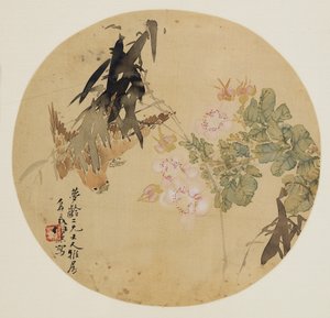 Fan painting - Flower and Bird, 19th century by Unbekannt