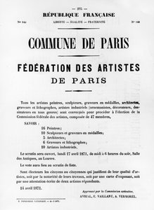 Federation of Artists, from French Political Posters of the Paris Commune, May 1871