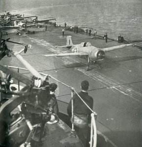 Fighter Planes on Board an Aircraft Carrier, Second World War, c. 1943 by Unbekannt