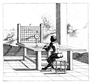 Figure Practising Perspective Drawing