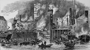 Fire at Toppings Wharf, London Bridge, 1843