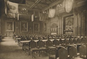 Flag-Hung Great Hall in Which the Powerful Company of Grocers Holds Its Banquets by Unbekannt