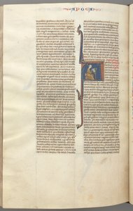 Revelations, historiated initial A, John seated at a desk writing, c. 1275-1300 by Unbekannt